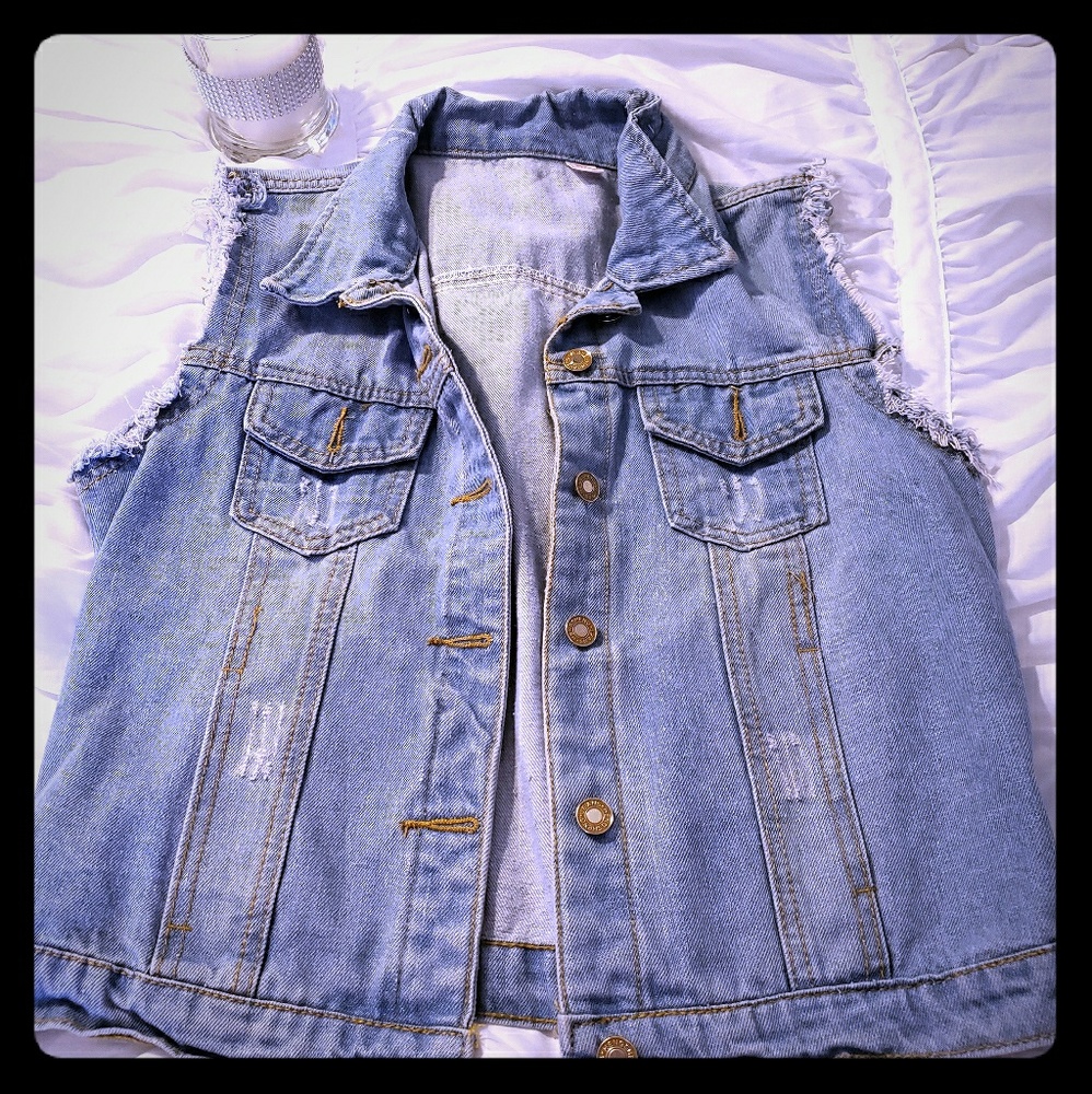 Distressed denim  vest